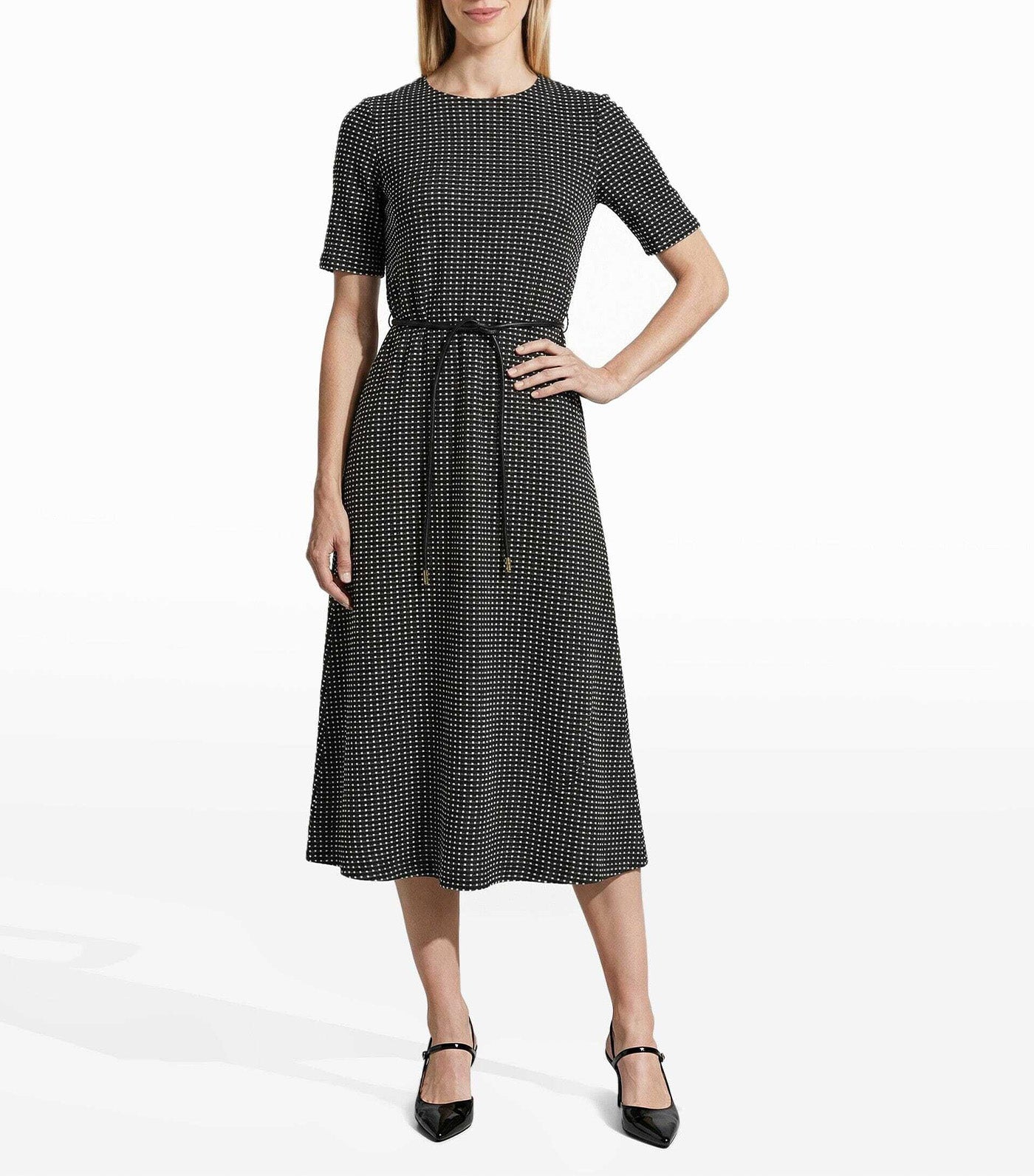 Crew Neck Midi Dress Black Multi