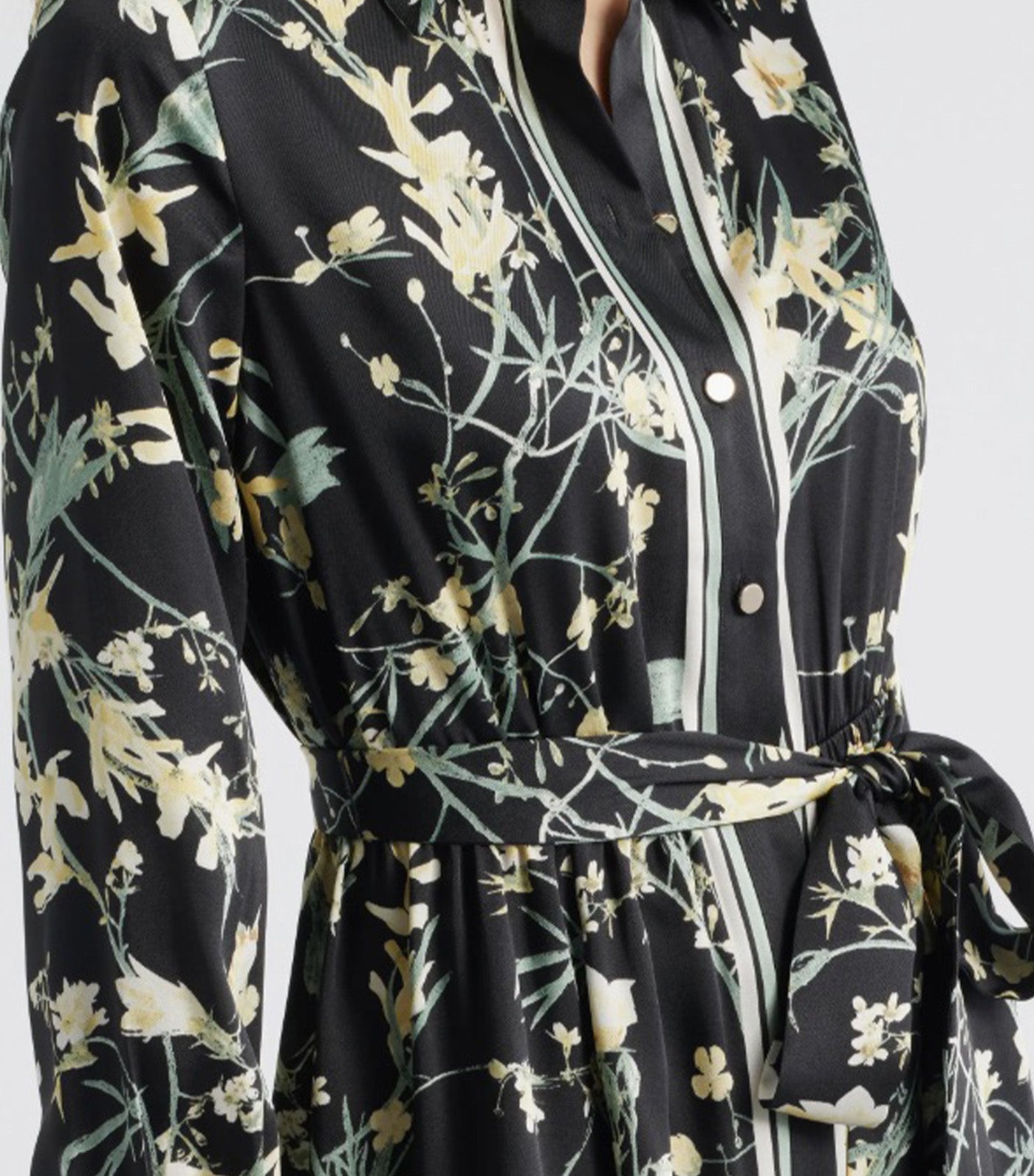 Floral Button-Up Shirt Dress Black Multi