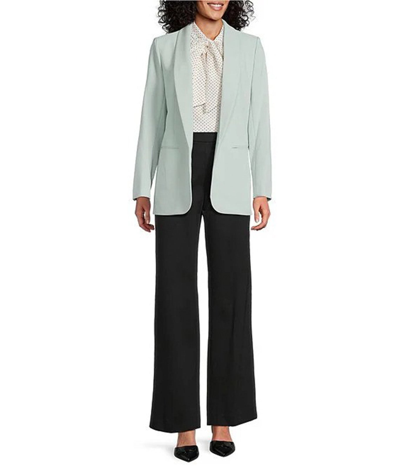 Scrunch Sleeve Open Front Jacket Light Green