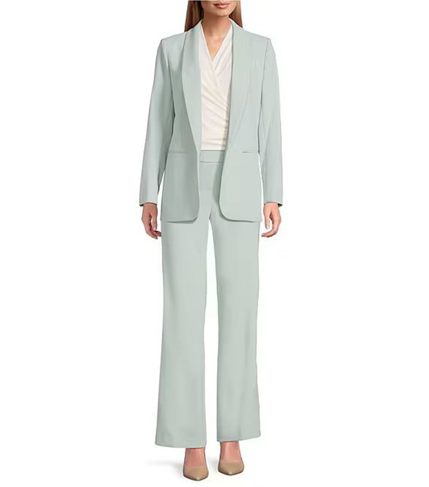 Pull-On High-Rise Wide-Leg Pants Light Green