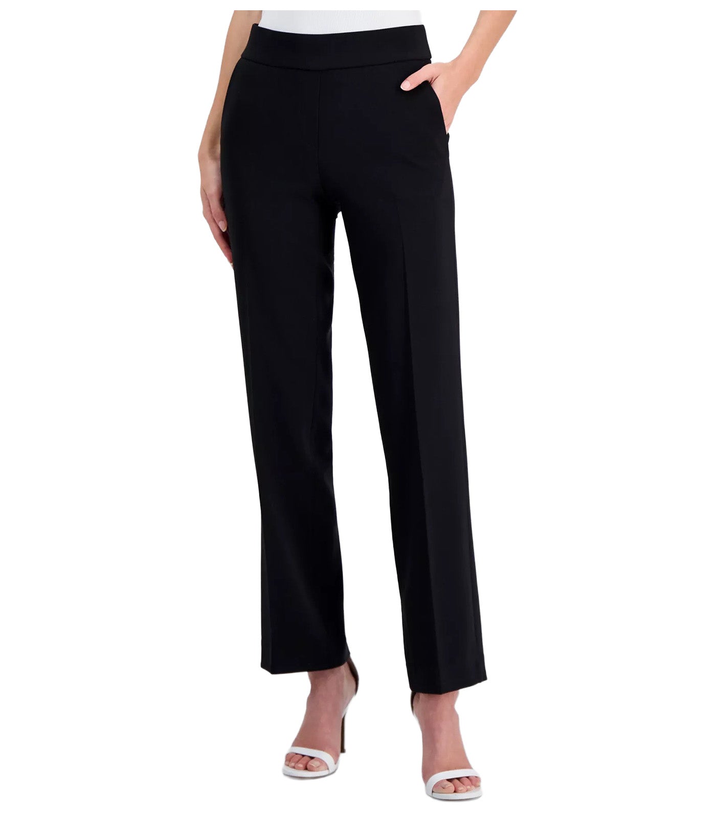 Pull-On Hollywood Waist Straight Ankle Pant Black