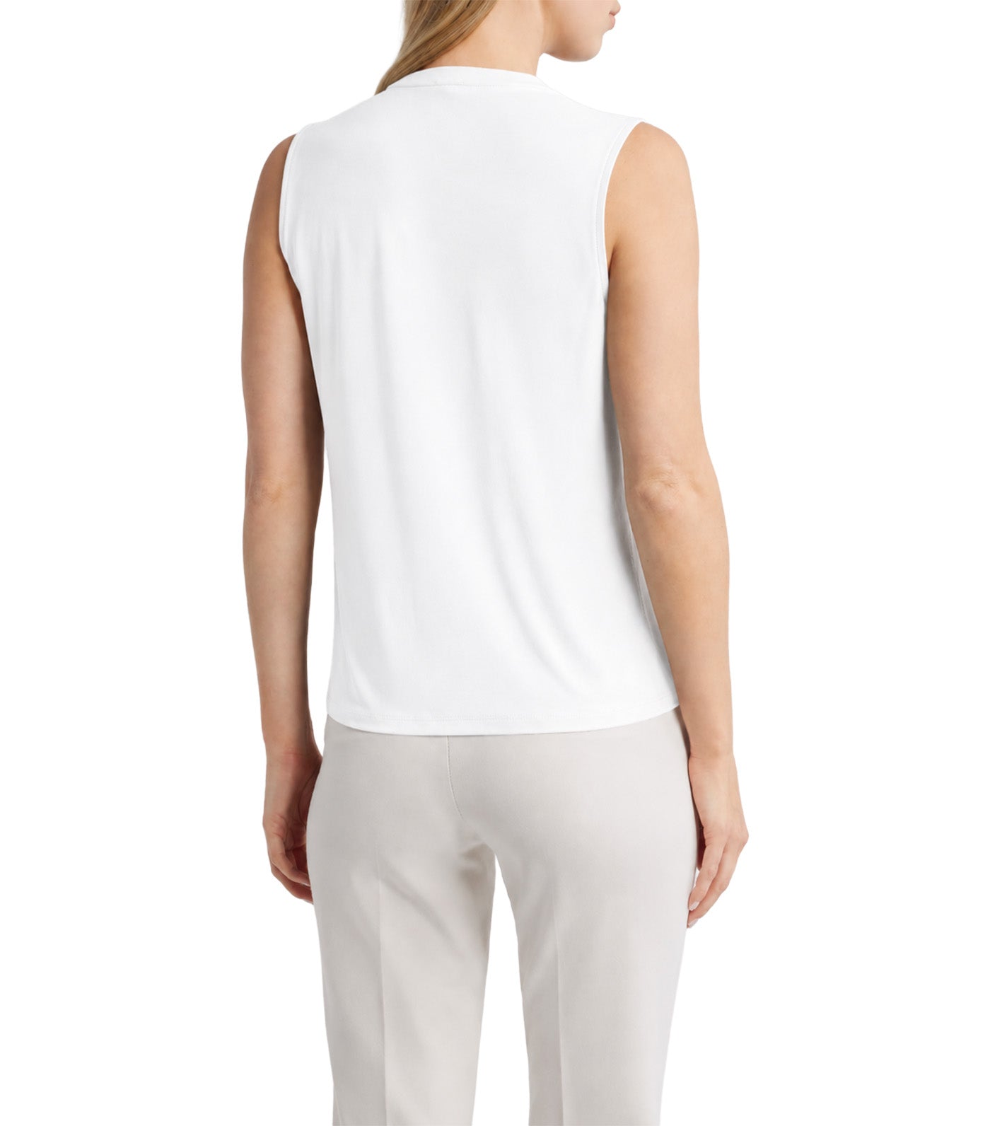 Pleat Shoulder Sleeveless Top White