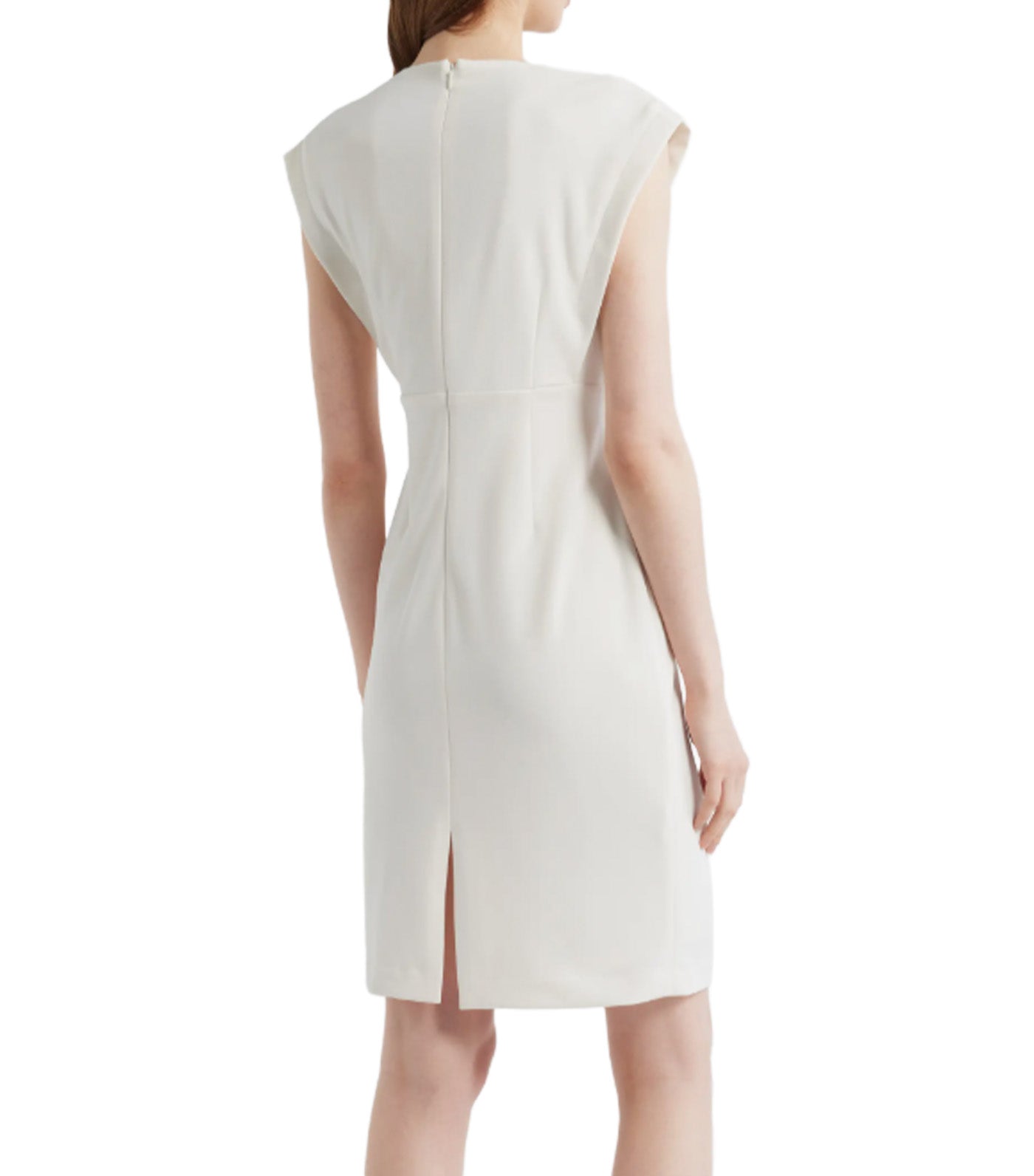 Anne Klein Pleated Bodice Sheath Dress White