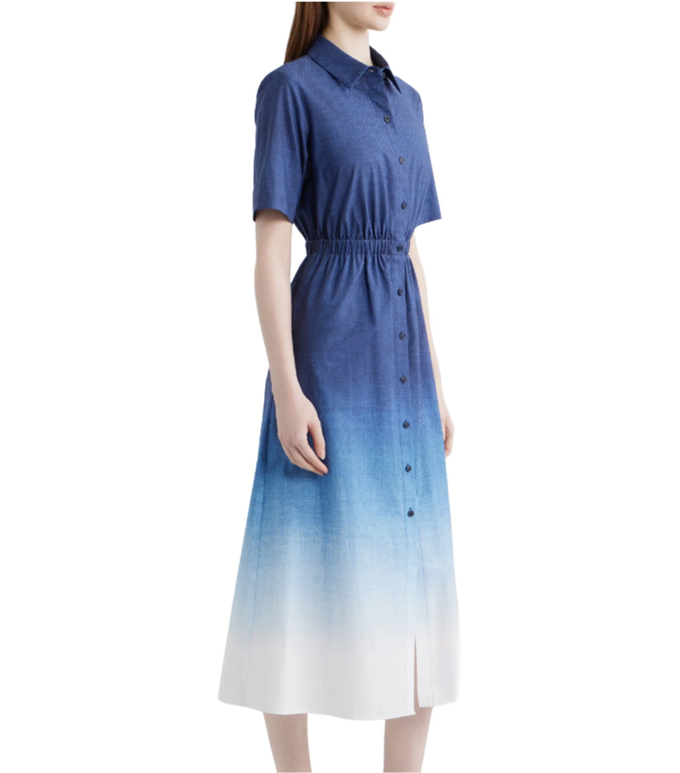 Short Sleeve Shirt Dress Blue Multi