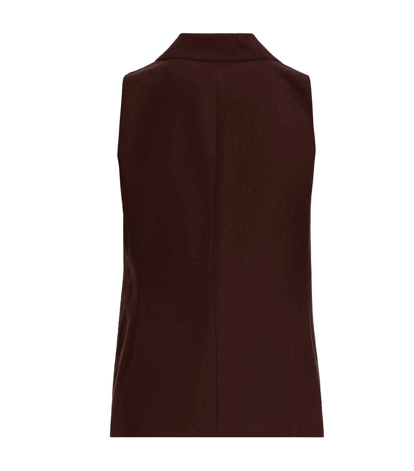 Two-Button Notch Collar Vest With Flap Pockets Dark Brown