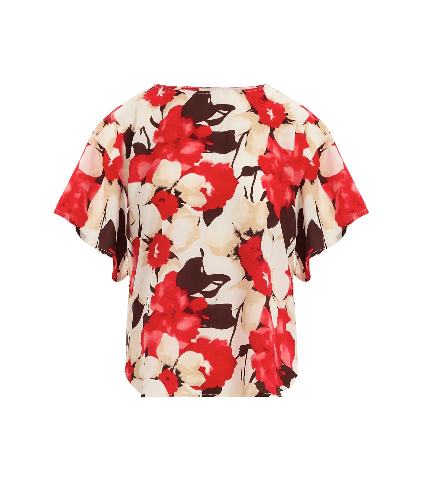 Flutter Sleeve Bateau Neck Blouse