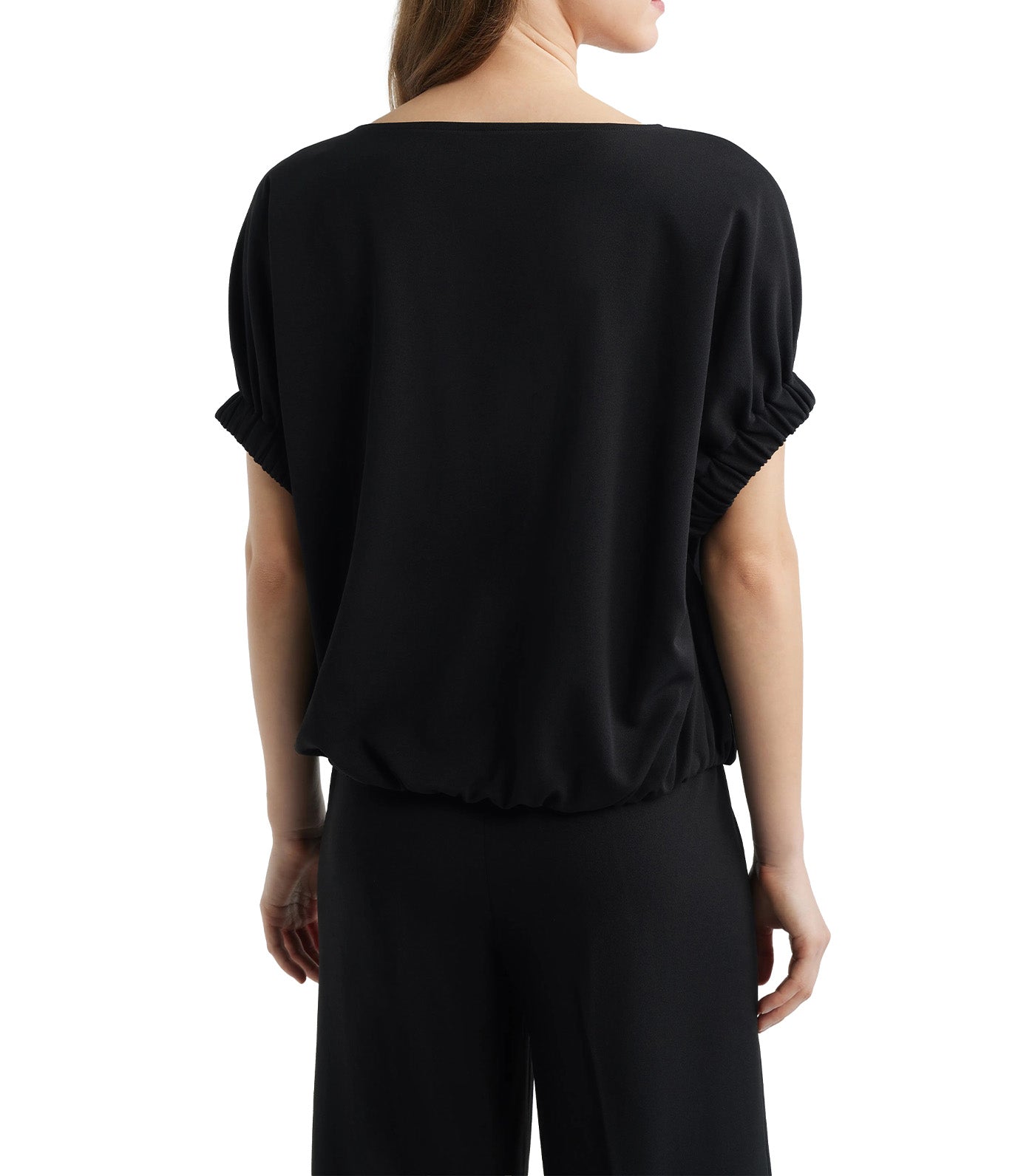 Boat Neck Dolman Sleeve Top Black