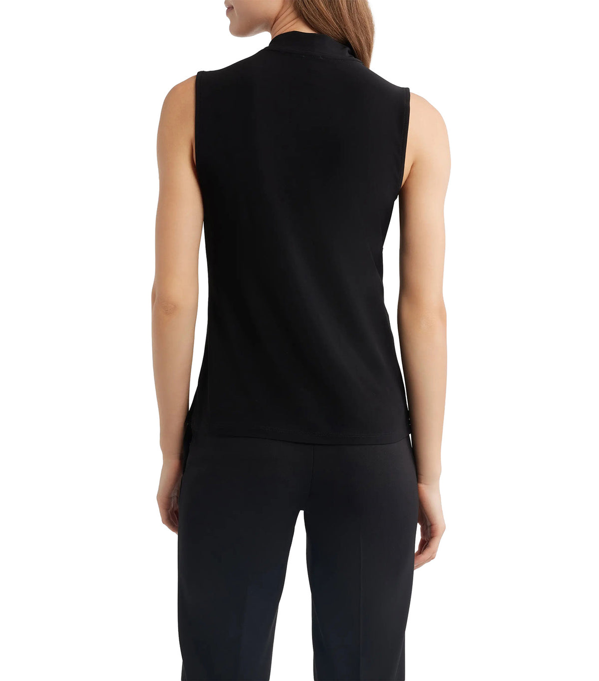 Ruched Faux Wrap Top Black