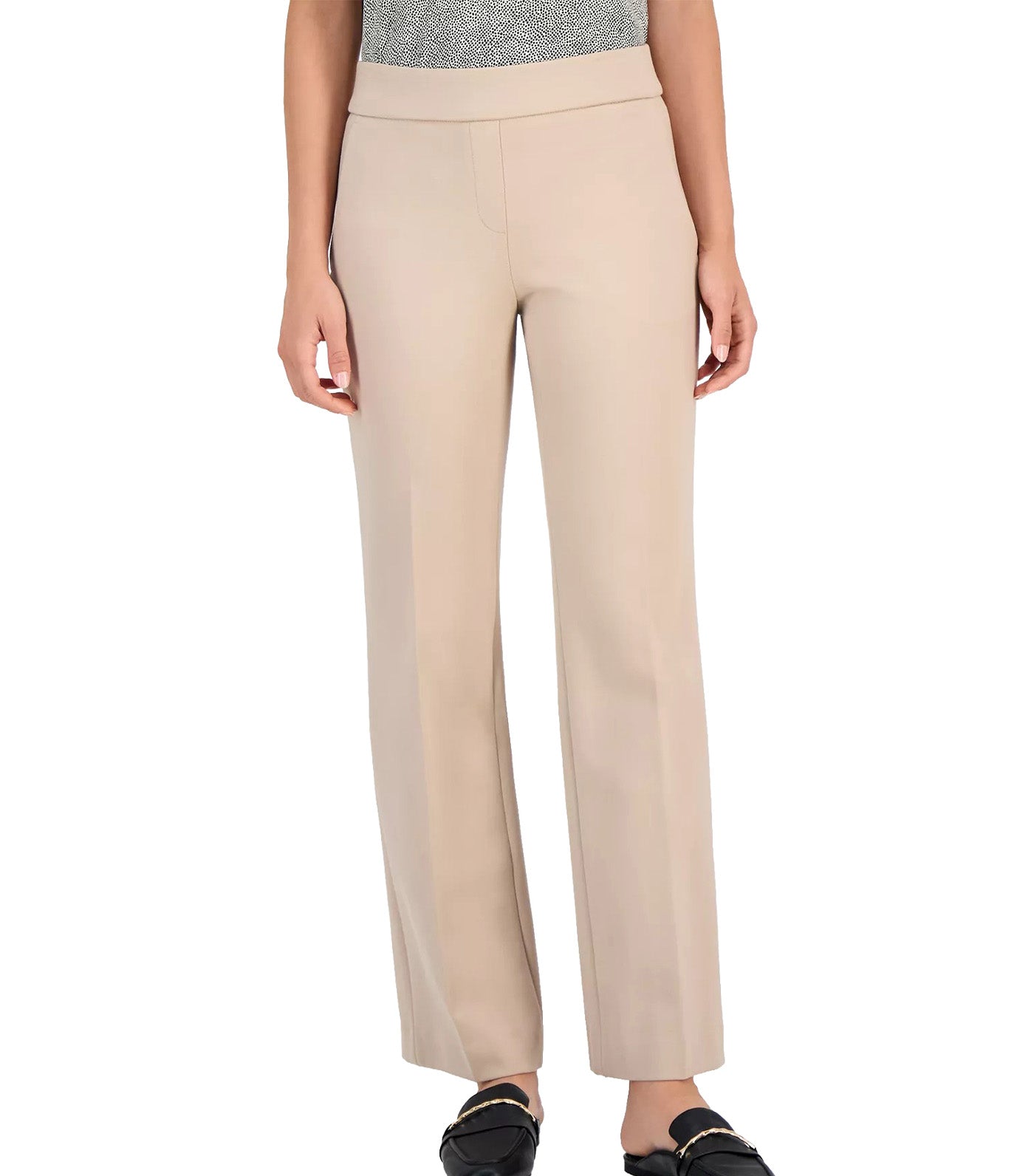 Grace Pull-On Slash-Pocket Trousers Latte