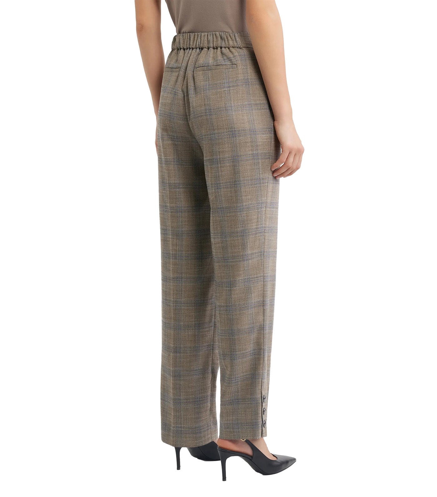 Plaid Straight Leg Ankle Pants Natural