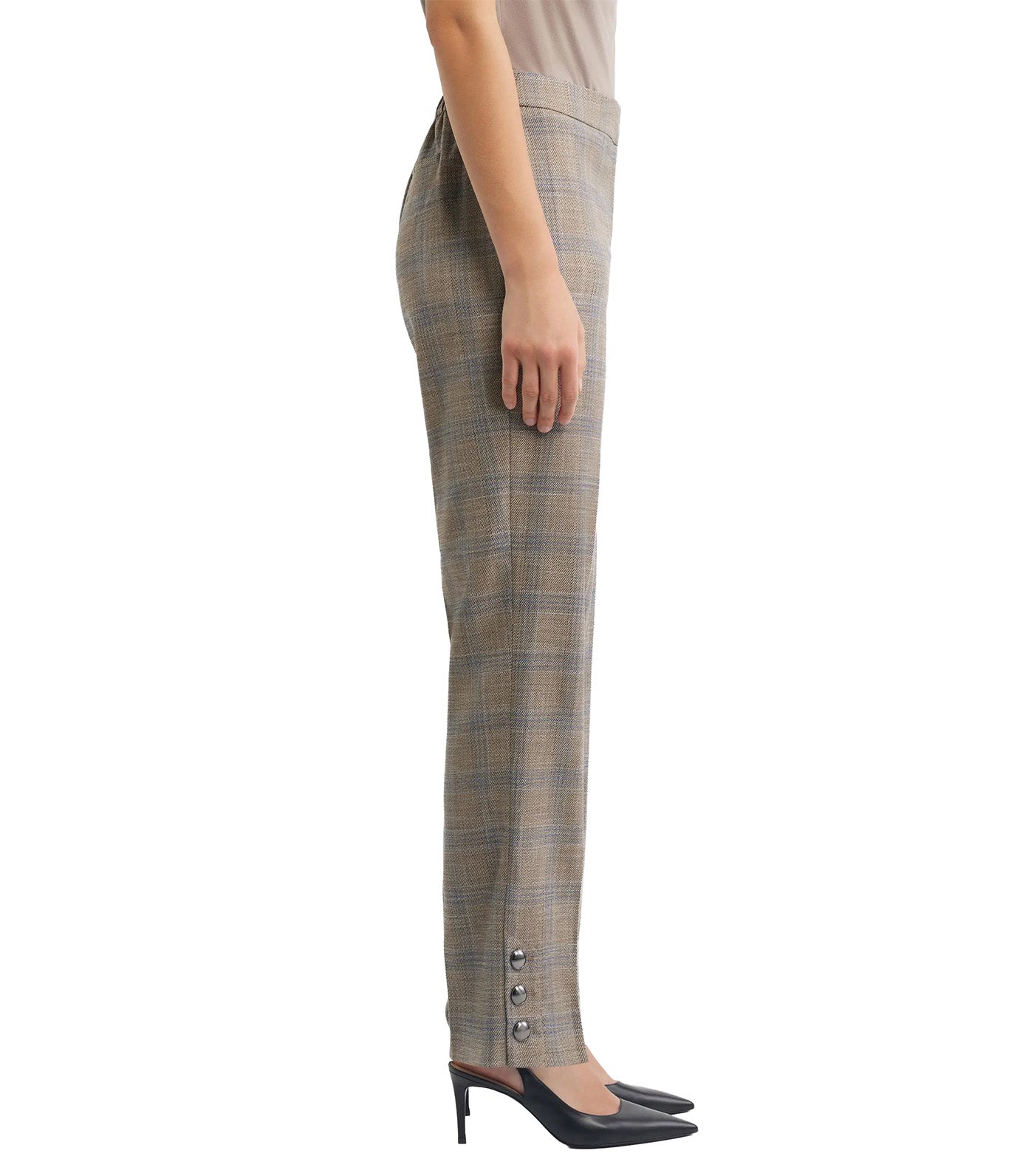 Plaid Straight Leg Ankle Pants Natural