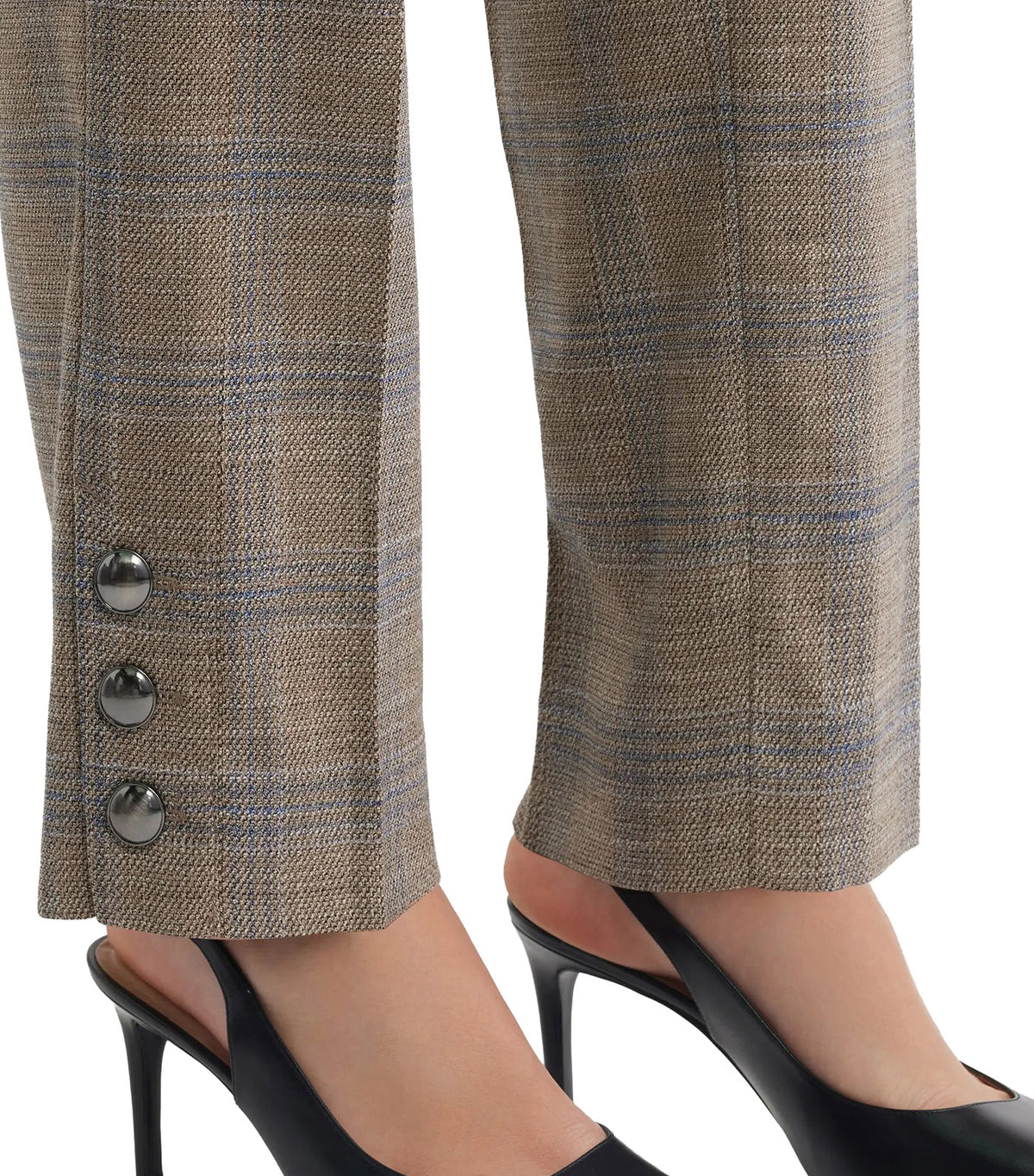 Plaid Straight Leg Ankle Pants Natural
