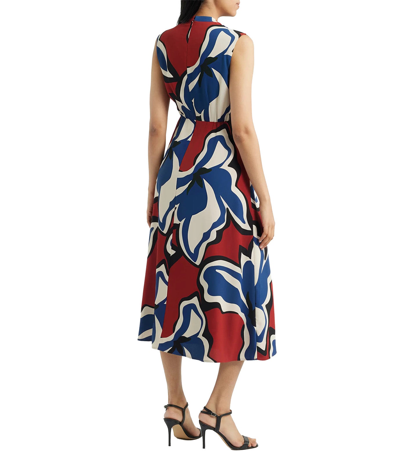 Surplice Wrap Midi Dress Rust Multi