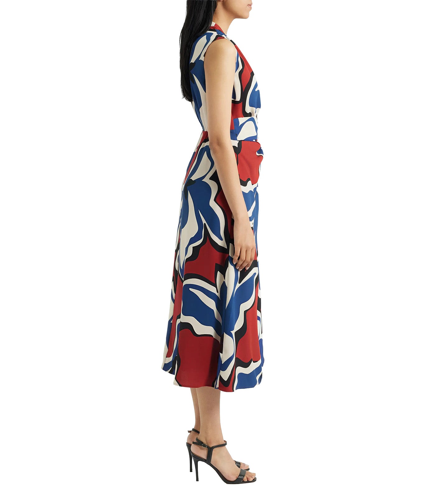 Surplice Wrap Midi Dress Rust Multi