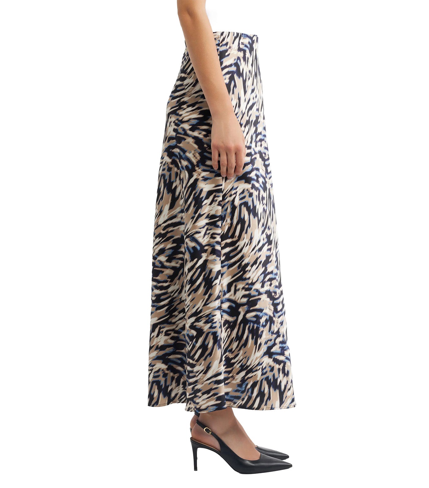 Pull-On Bias Flared Skirt Blue Multi
