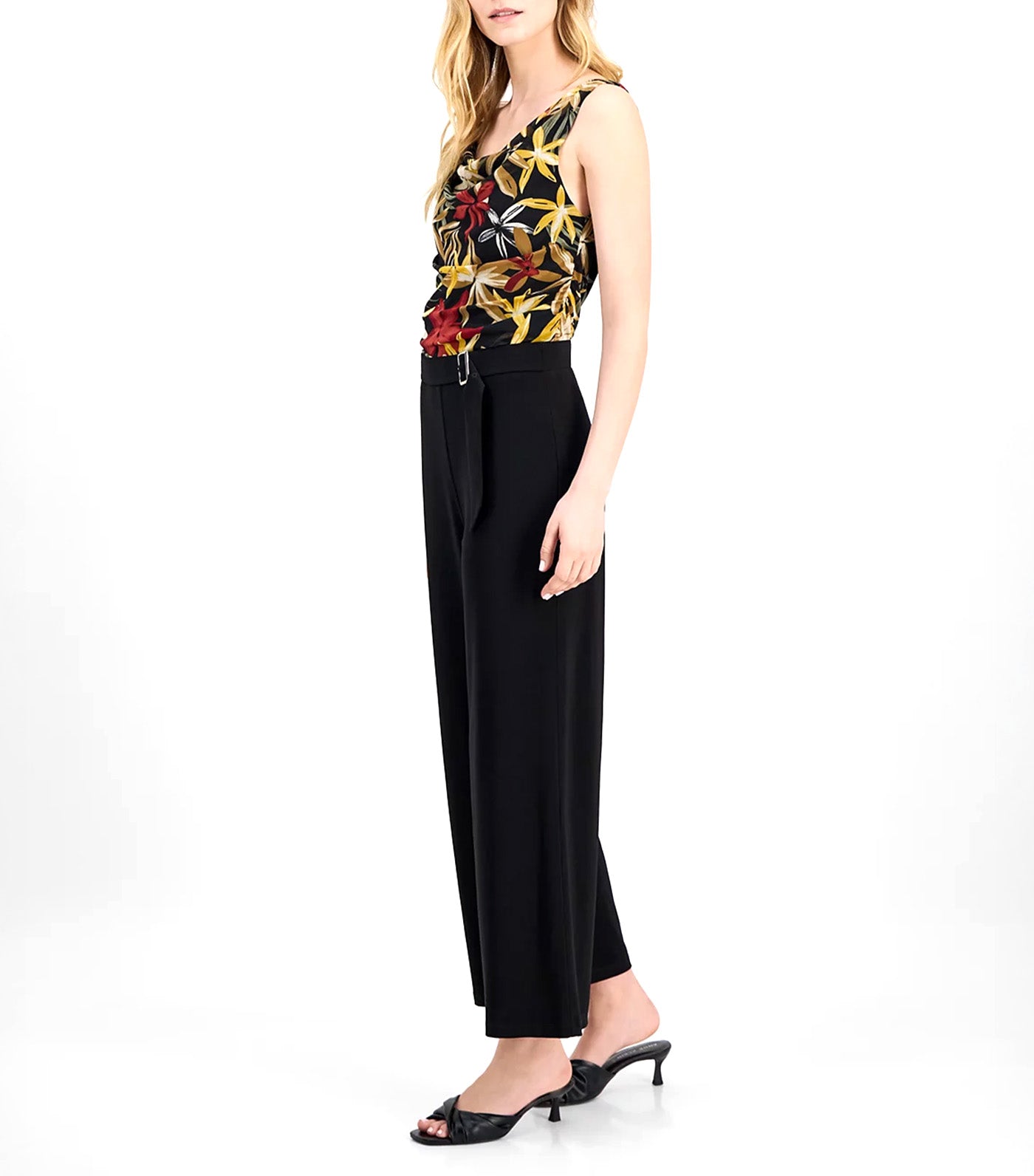 Women's Solid Cropped Pull-On Palazzo Pants Black