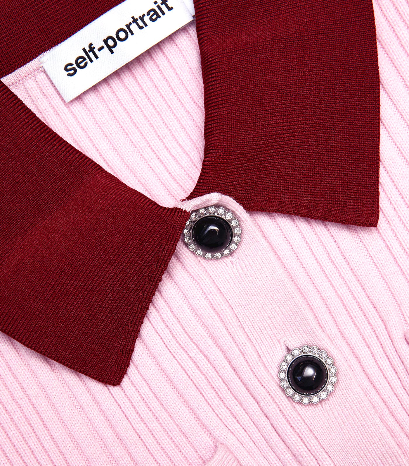 Contrast Collar Knit Mini Dress Pink