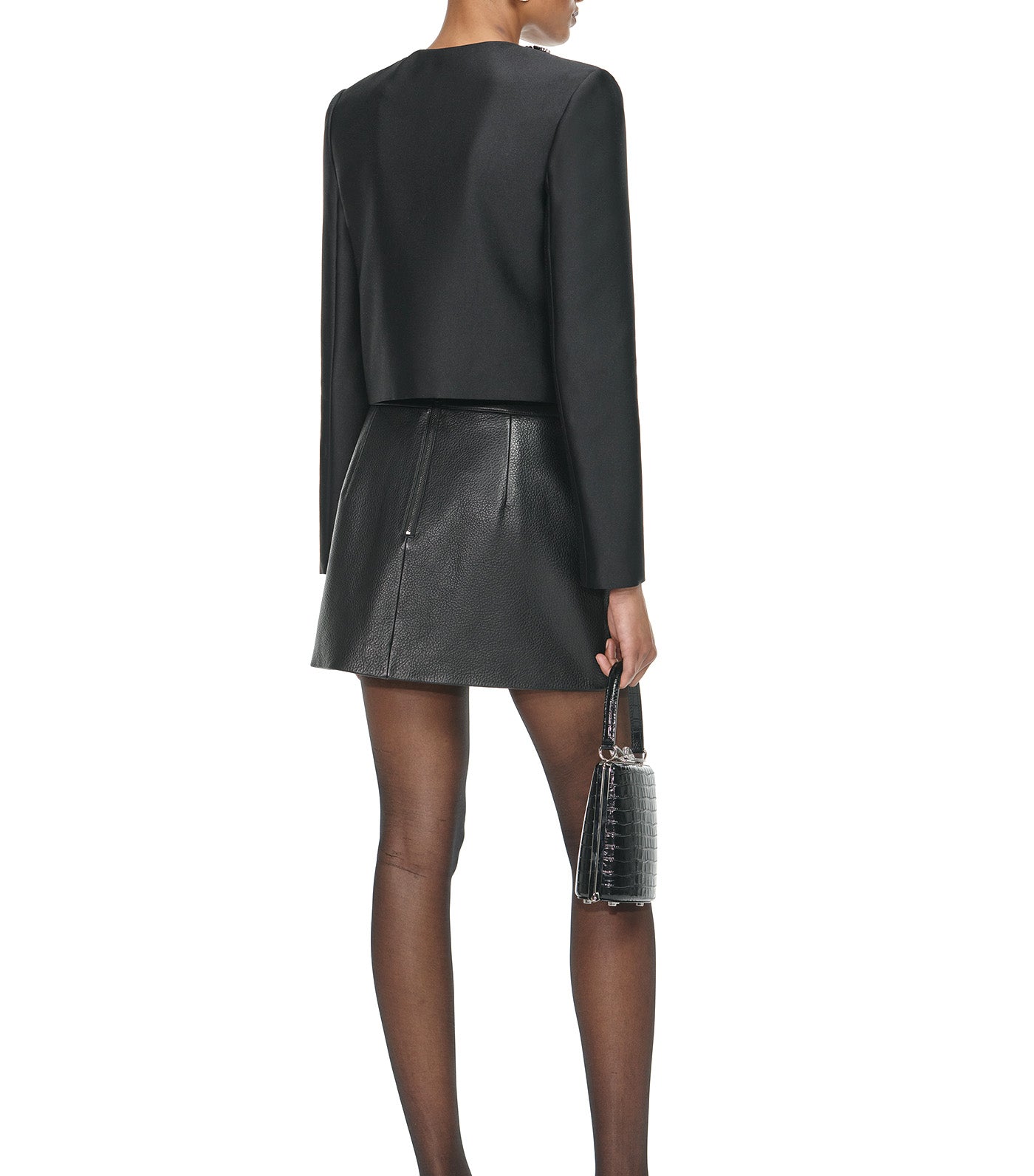 Self-Portrait Taffeta Embellished Trim Jacket Black