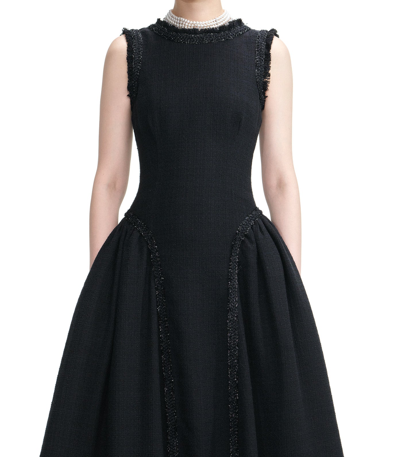 Boucle Sleeveless Midi Dress Black