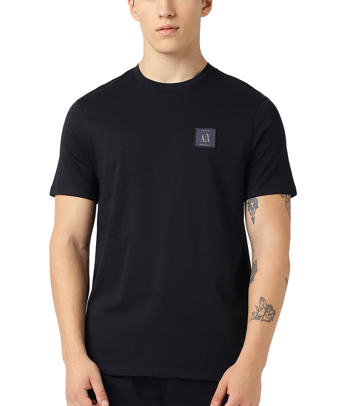 Crewneck Tee with Monogram Navy