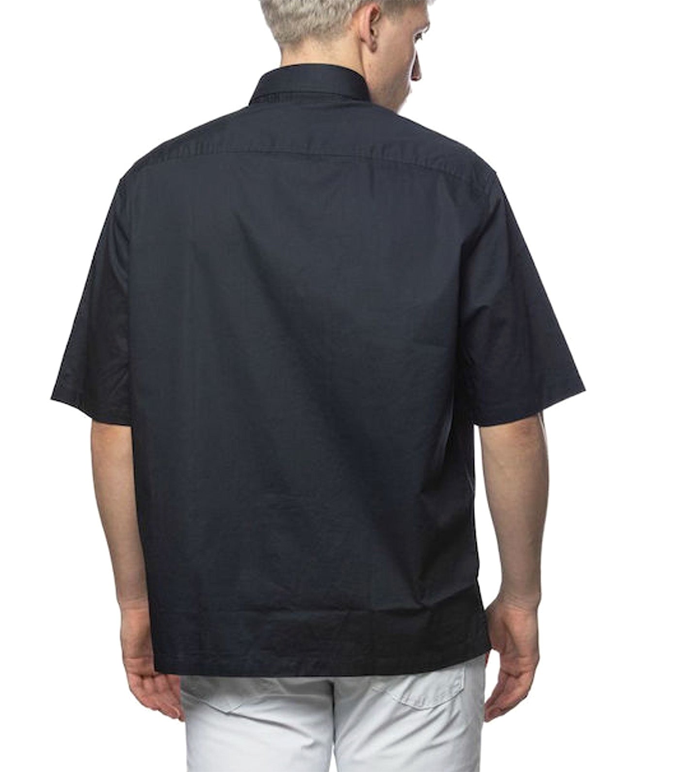 Short-Sleeve Cotton Button-Down Shirt Dark Sapphire