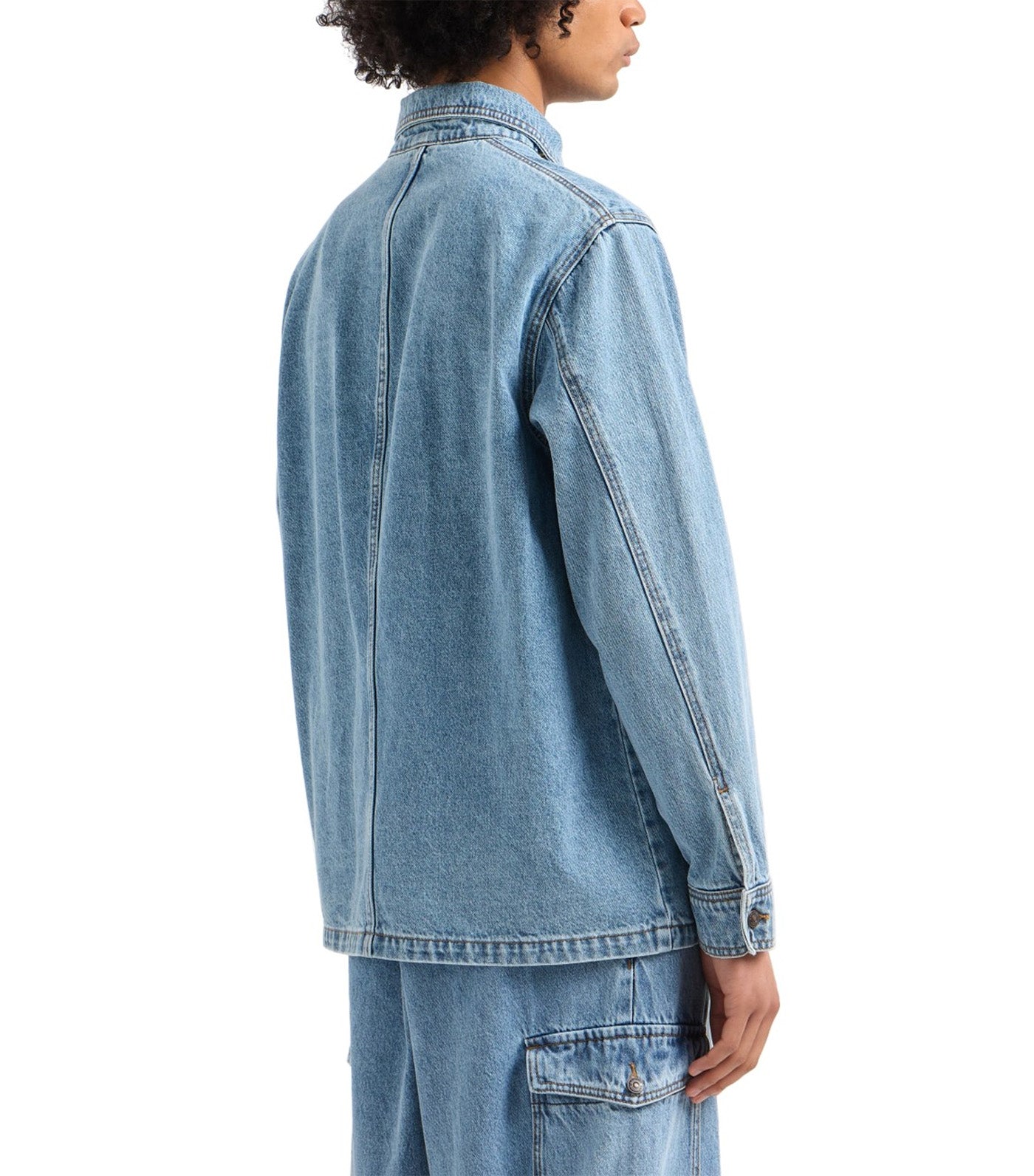 Denim Jacket with Logo Patch Light Blue Denim