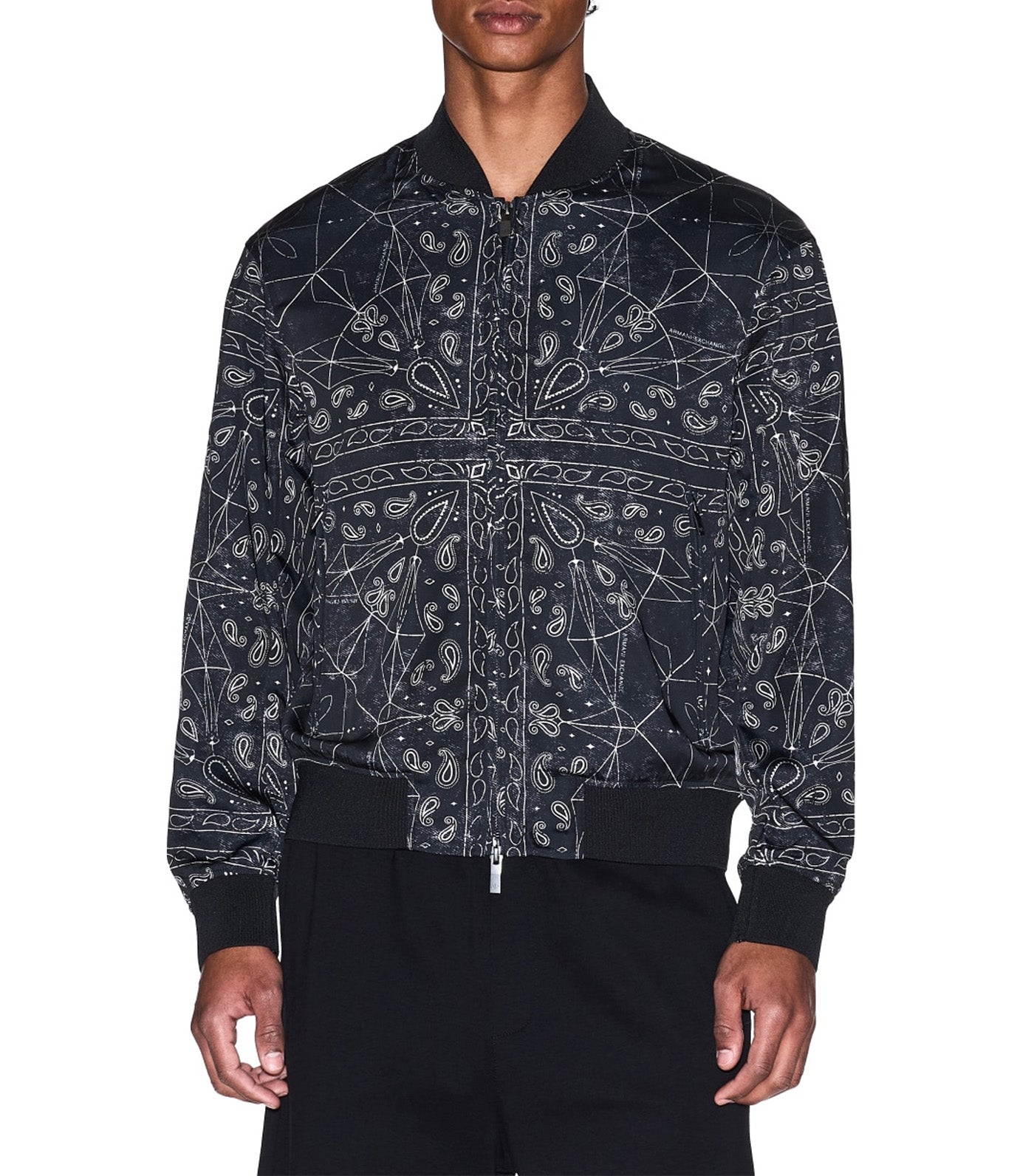 Kaleidoscope Pattern Bomber Jacket Black Paisley
