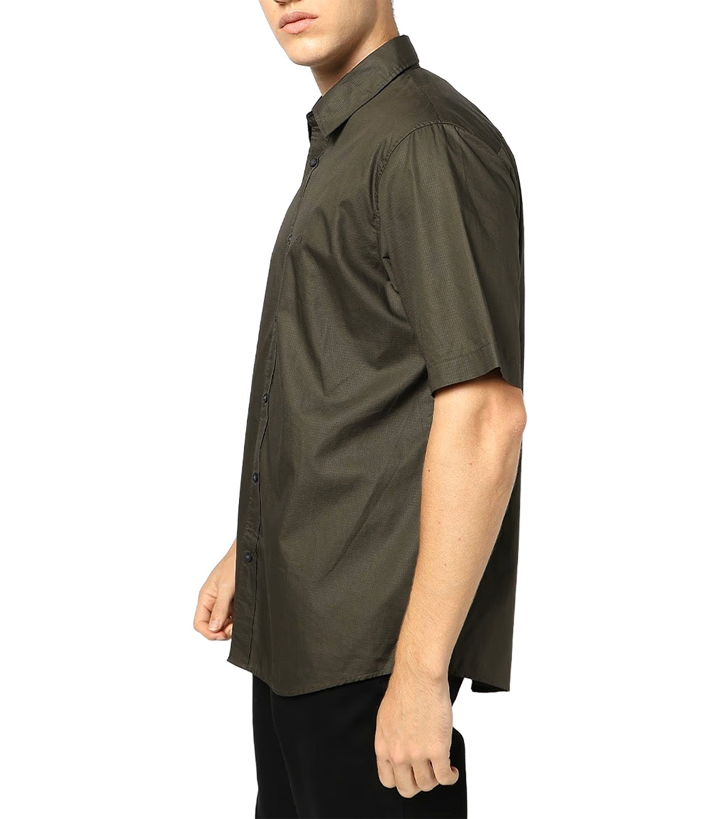 Loose Fit Ripstop Cotton Shirt Black Ink
