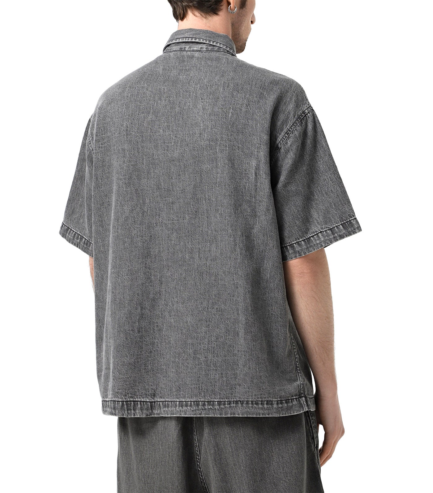 Regular Fit T-Shirt with Logo Print Gray Denim