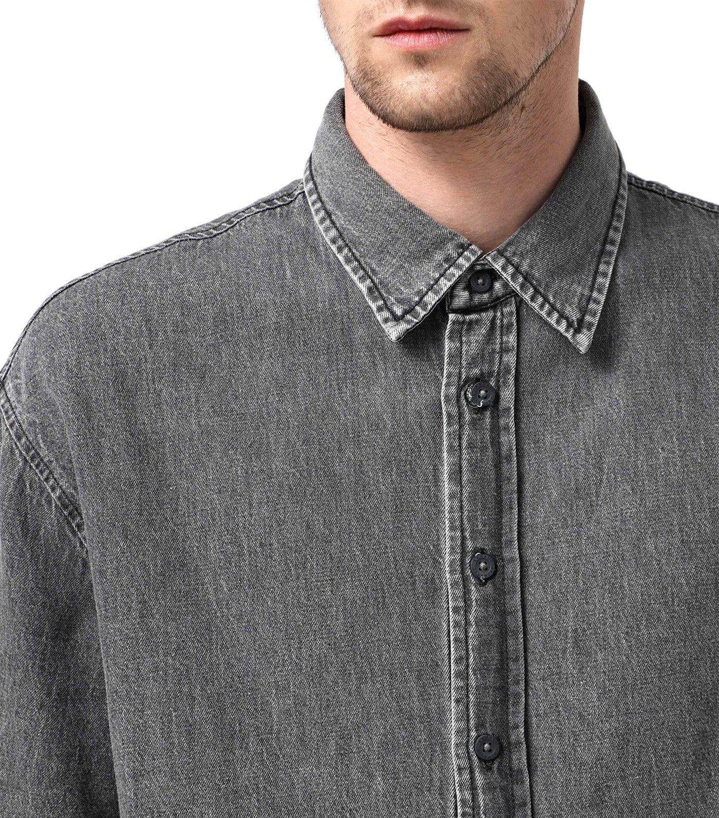 Regular Fit T-Shirt with Logo Print Gray Denim