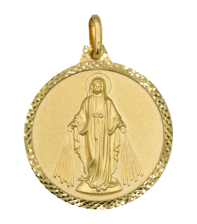 Miraculous Medal/Sacred Heart Scapular 18k Yellow Gold