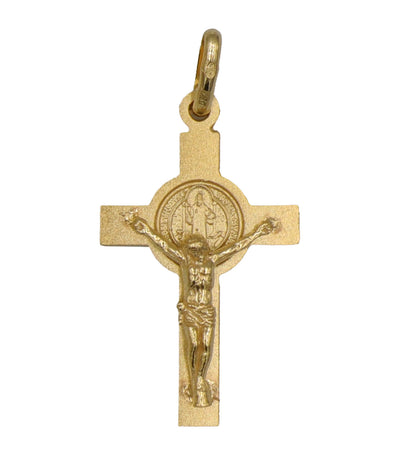 Cross with St. Benedict Pendant 18k Yellow Gold