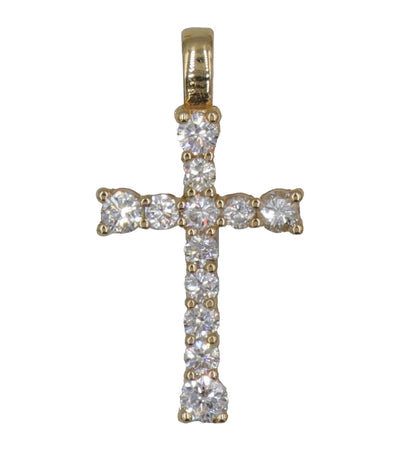 Cross with Diamonds Pendant 18k Yellow Gold