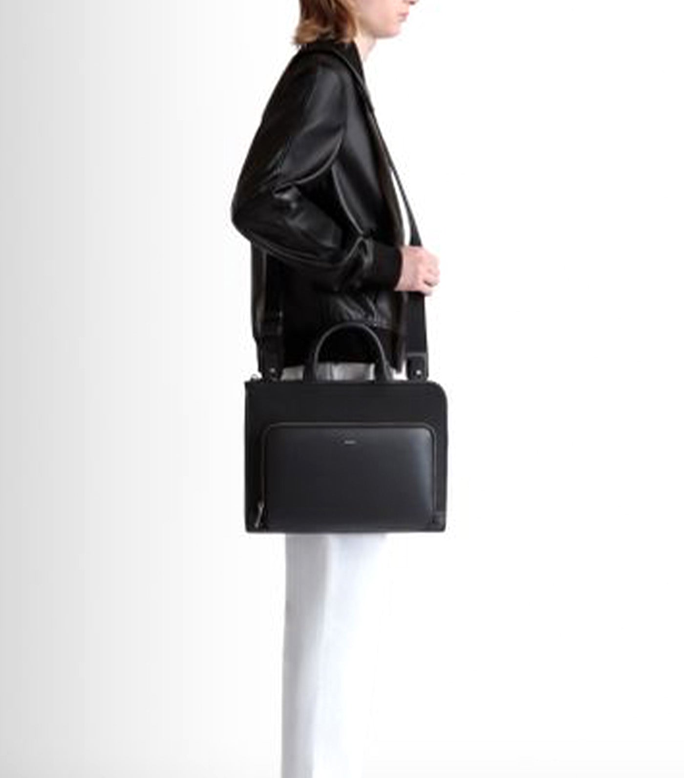 Vogel Briefcase in Nylon and Recycled Leather Black