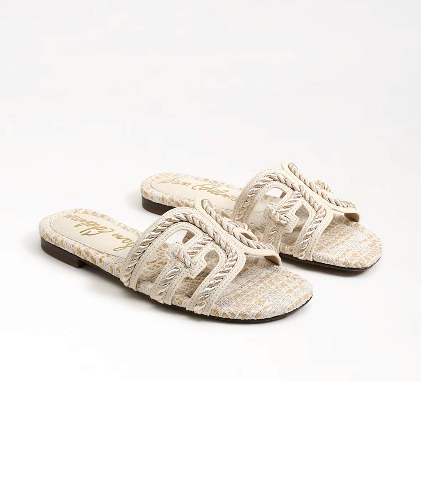 Sam Edelman Bay Twist Slide Sandal Faux Raffia Modern Ivory