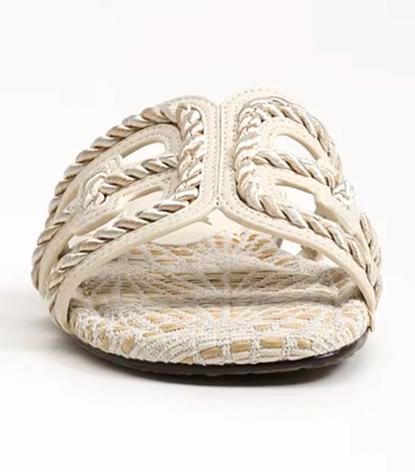 Sam Edelman Bay Twist Slide Sandal Faux Raffia Modern Ivory