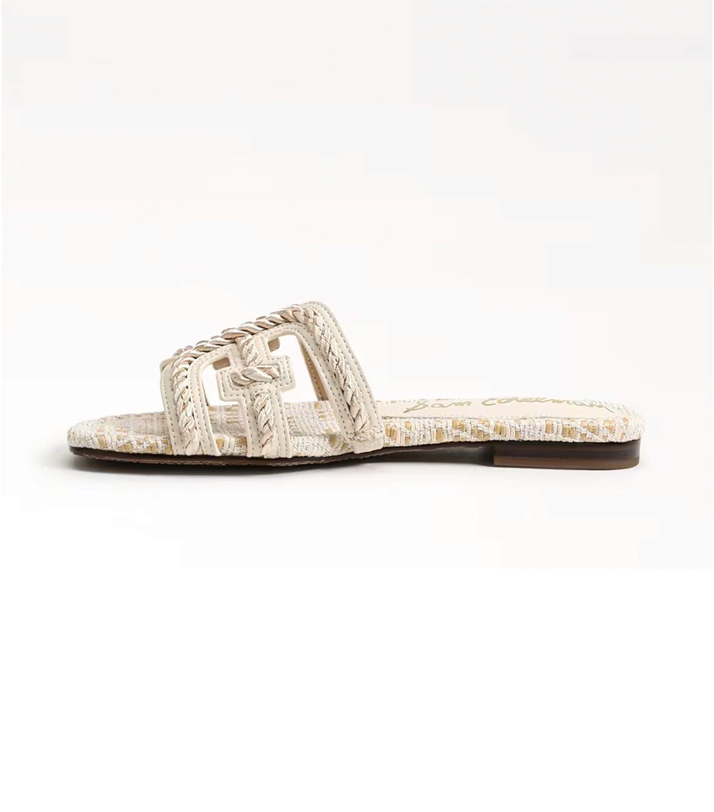 Sam Edelman Bay Twist Slide Sandal Faux Raffia Modern Ivory