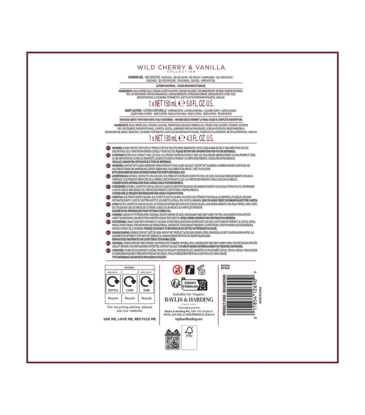 Wild Cherry & Vanilla Luxury Body Pamper Duo Gift Set