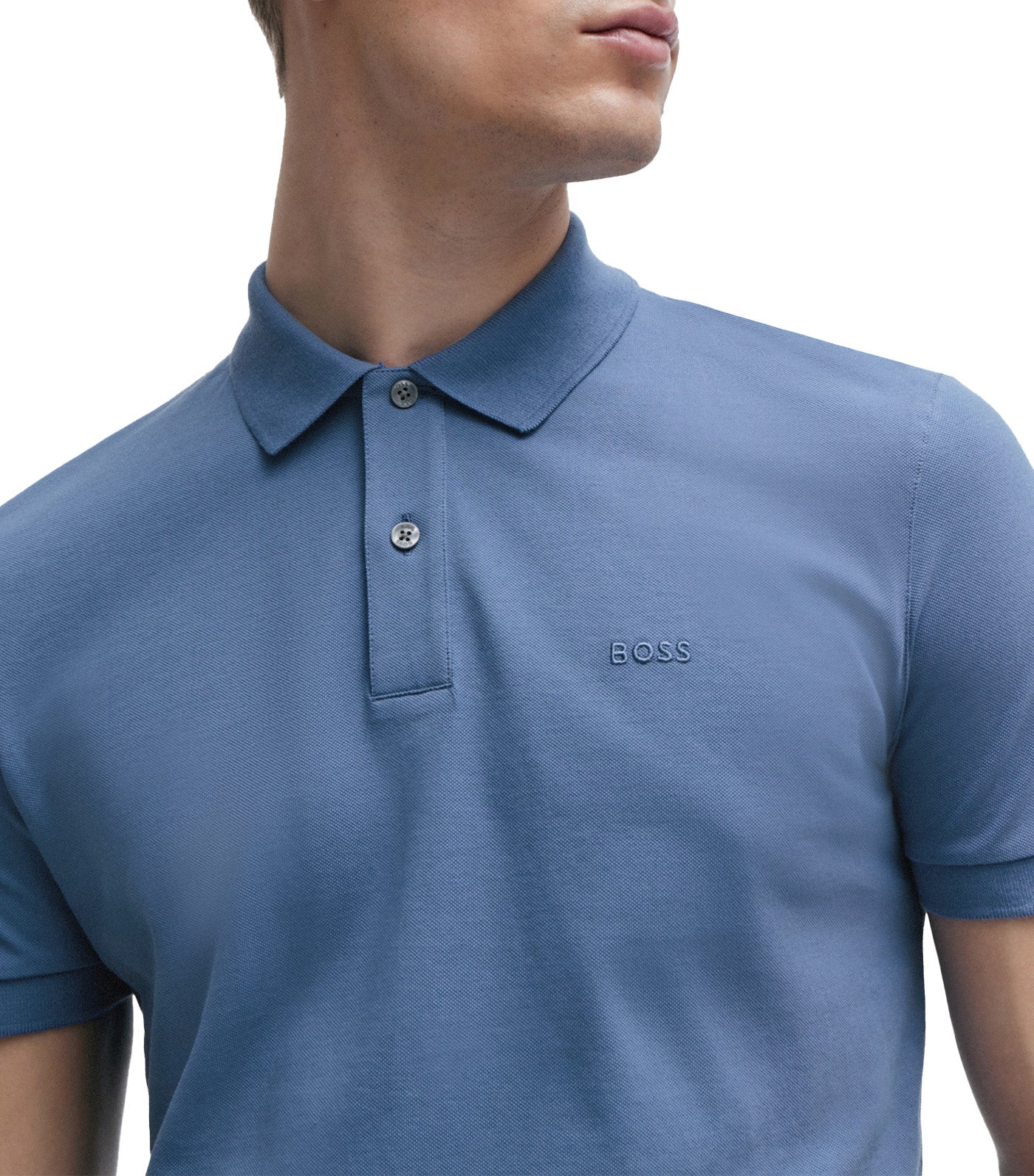 Cotton Polo Shirt with Embroidered Logo Blue