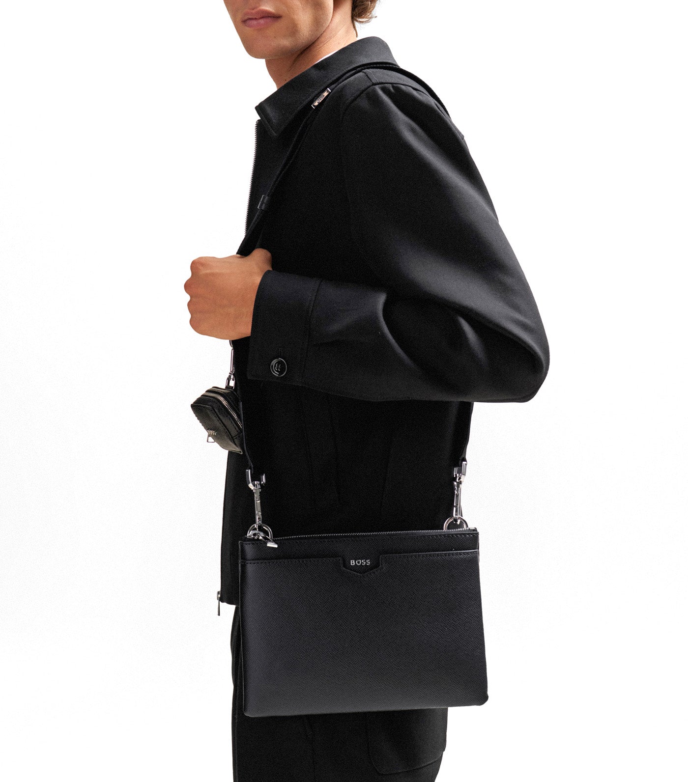 Leather Envelope Bag with Detachable Zipped Pouch