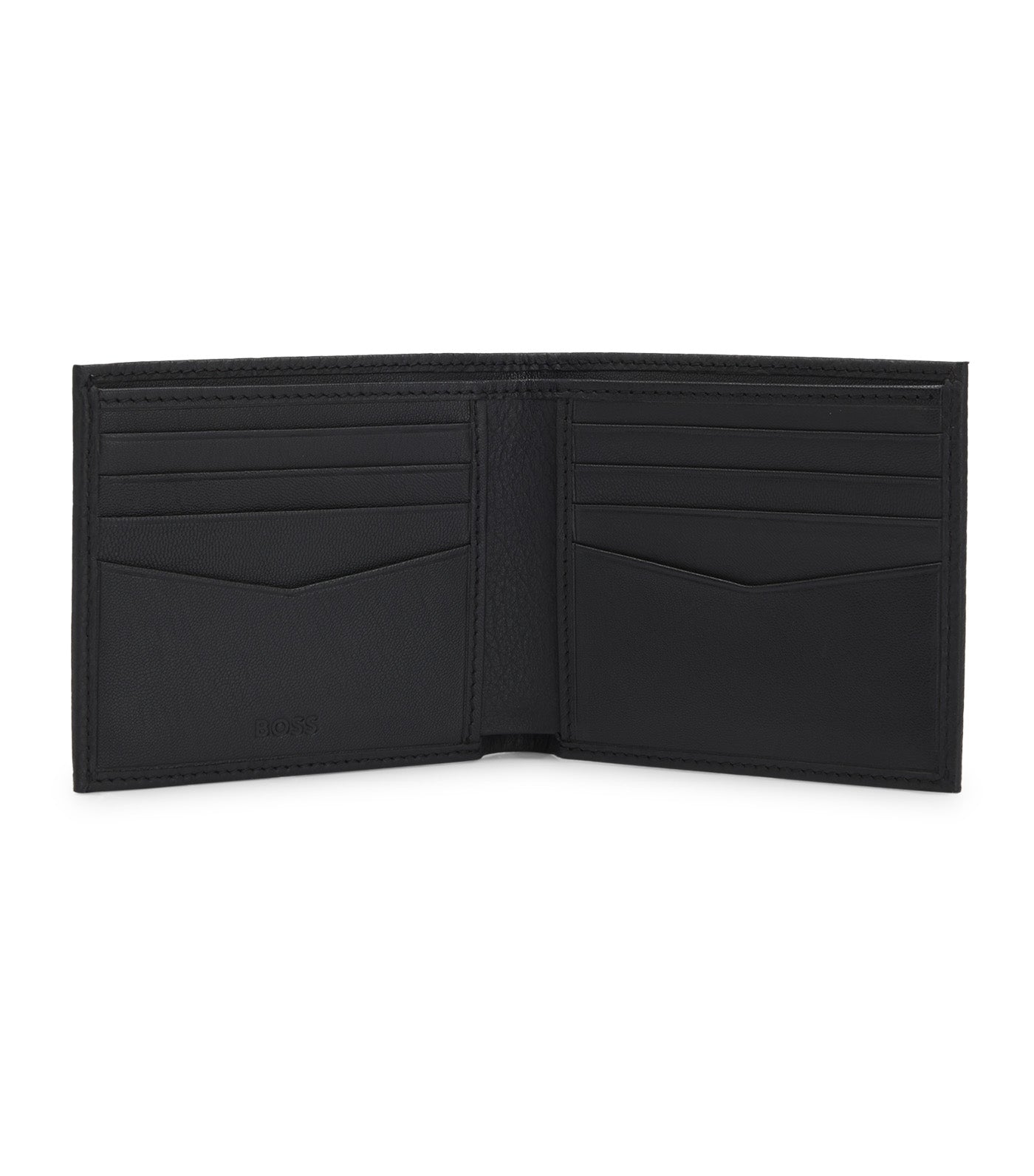 Grained-Leather Wallet with Logo Lettering Black