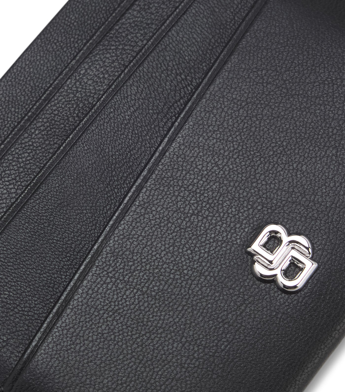 Leather Card Holder with Double B Monogram Black