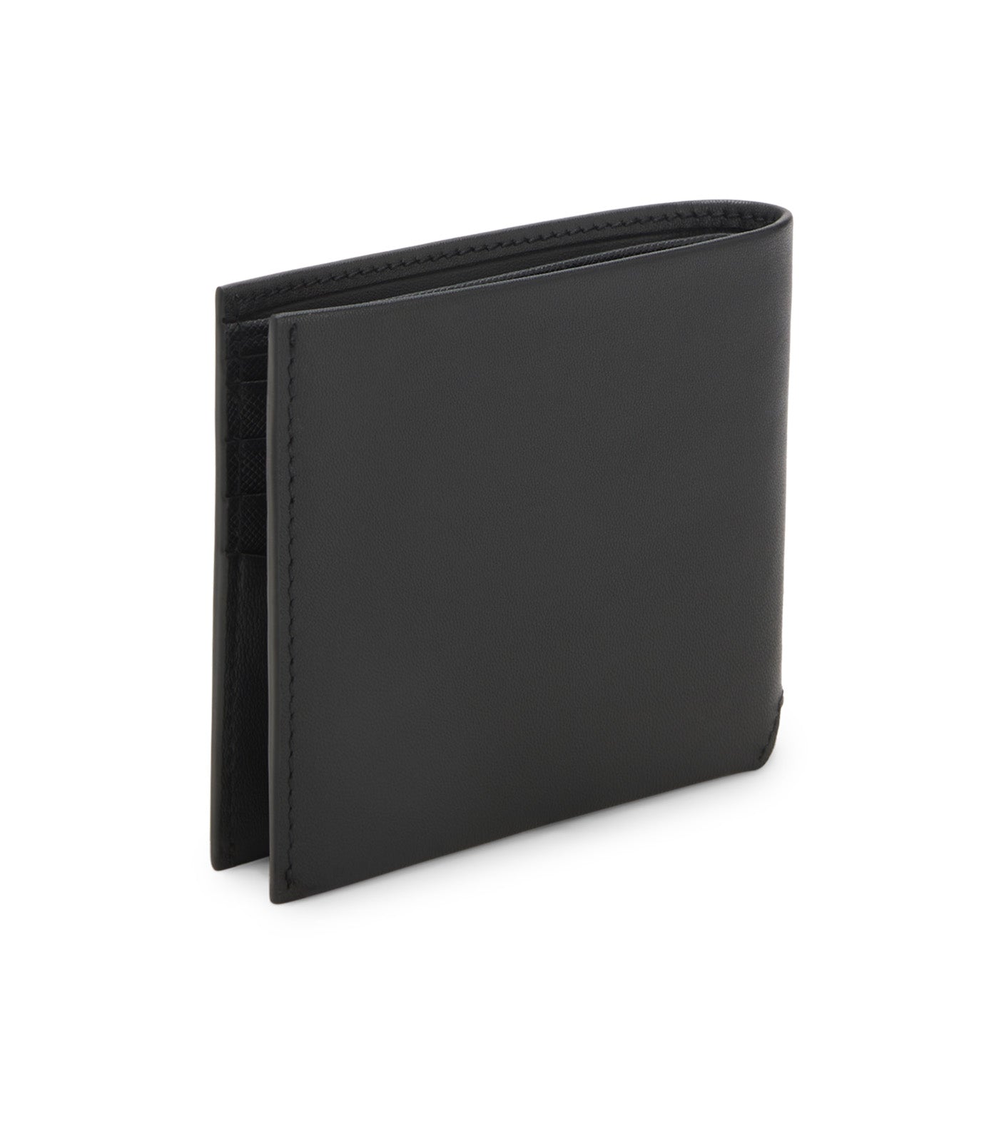 Matt Leather Wallet with Refined Logo Plaque Black