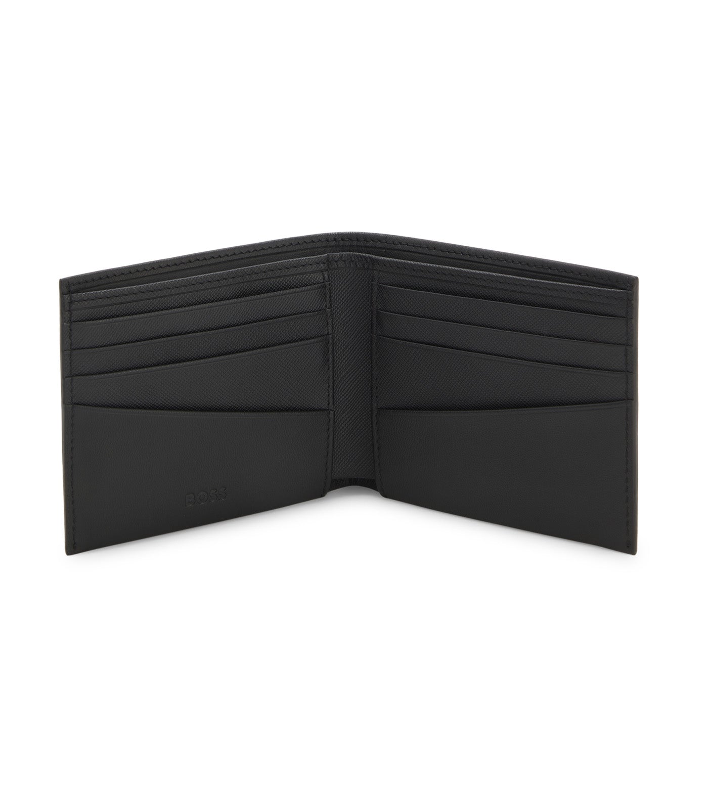 Matt Leather Wallet with Refined Logo Plaque Black