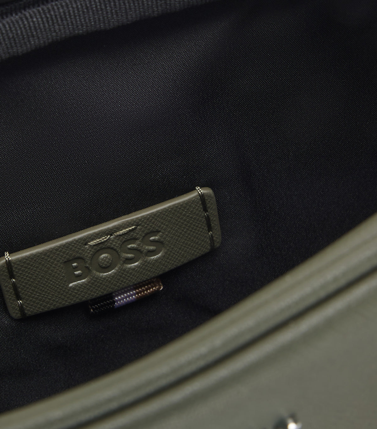 Reporter Bag with Silver-Tone Logo Lettering Green