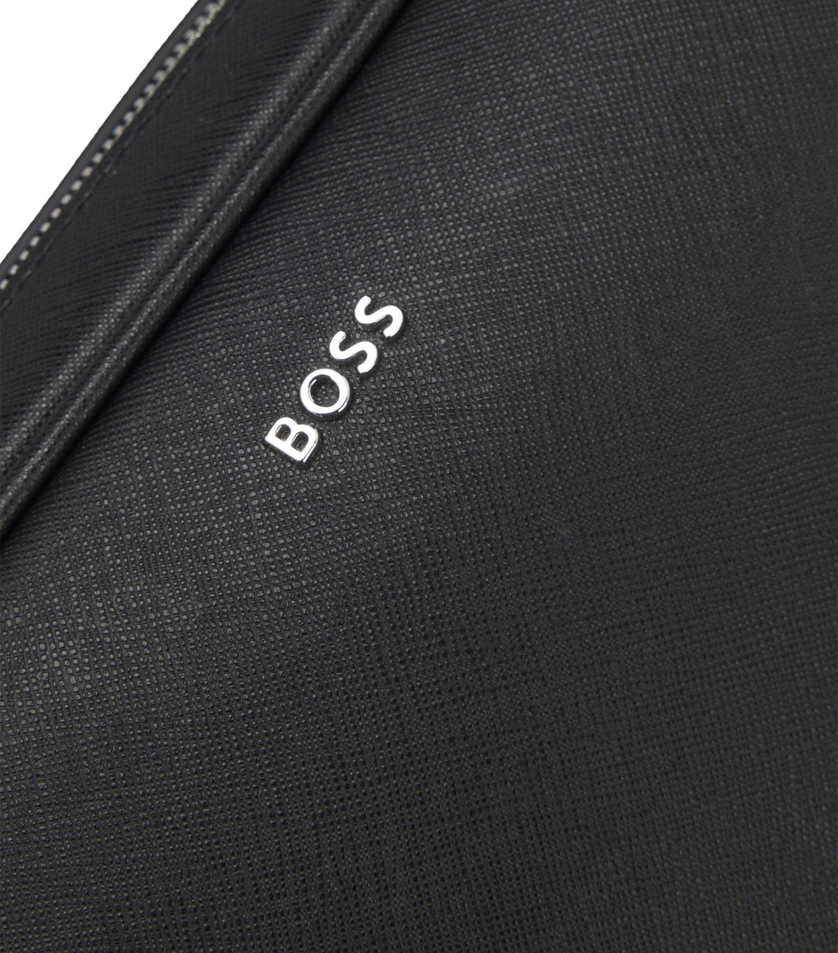 Crossbody Bag with Silver-Tone Logo Lettering Black