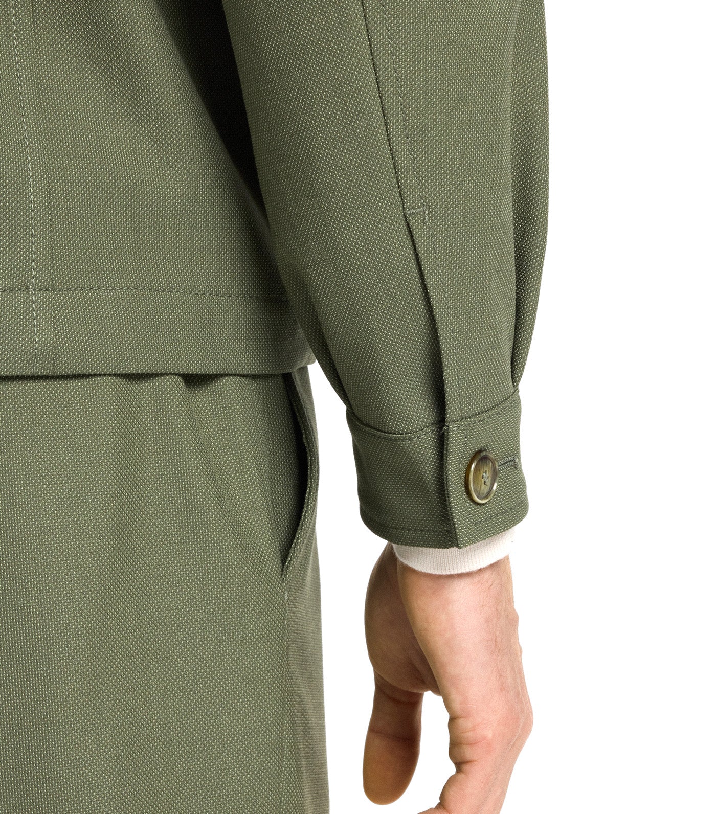 Relaxed-Fit Overshirt in Machine-Washable Performance-Stretch Fabric Green