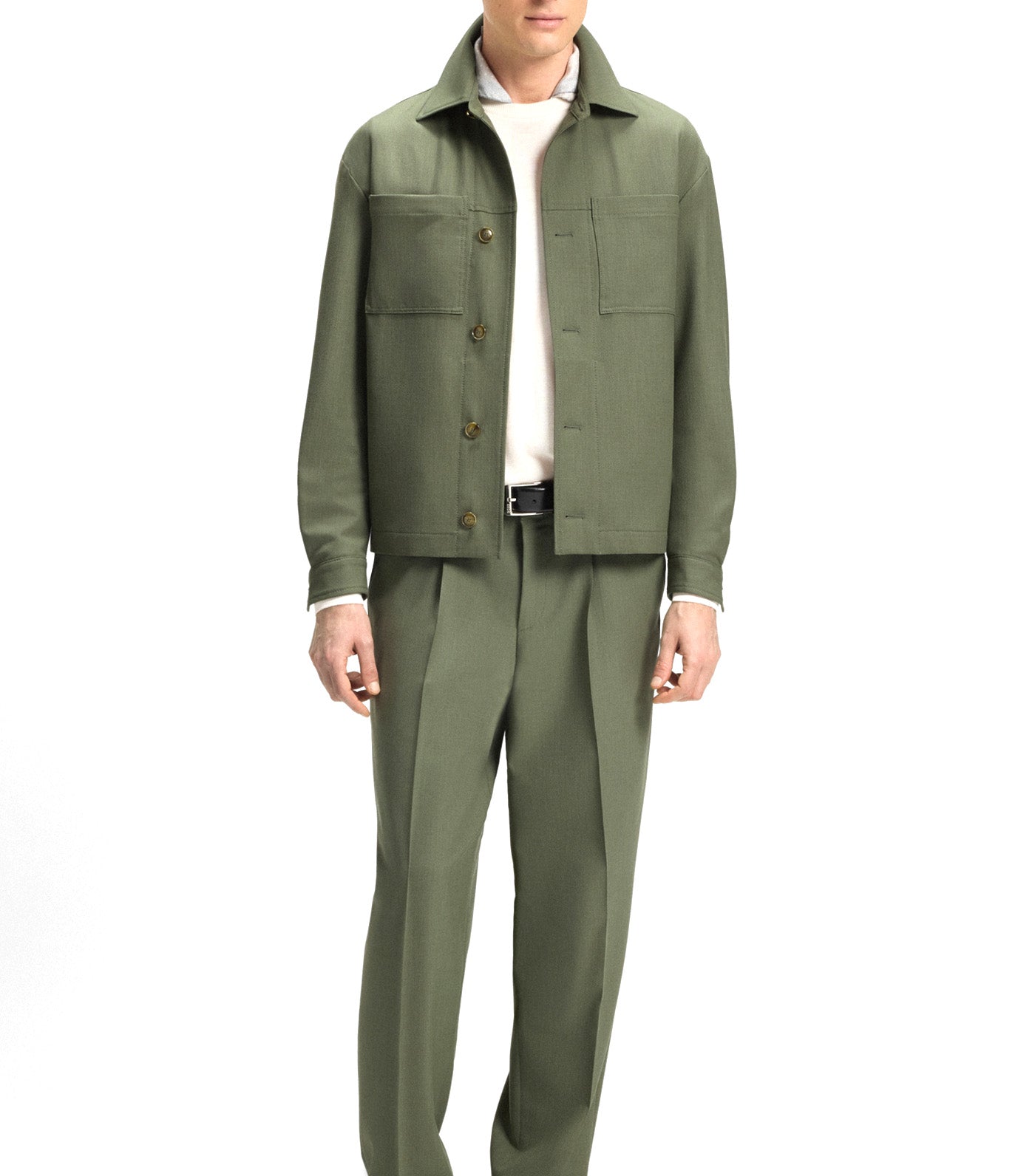 Relaxed-Fit Overshirt in Machine-Washable Performance-Stretch Fabric Green