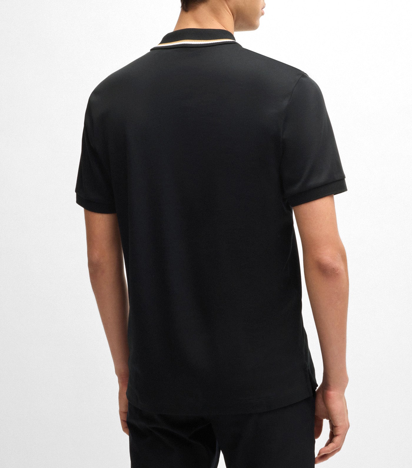 Slim-Fit Polo Shirt in Cotton with Striped Collar