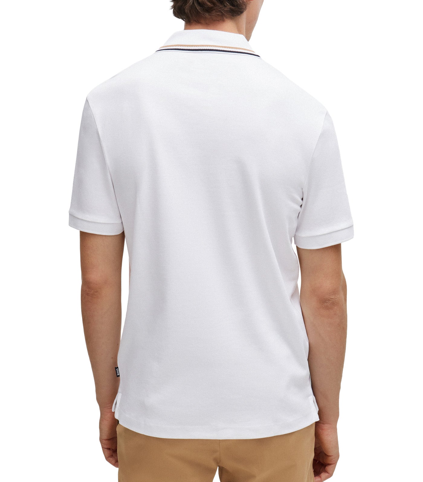 Slim-Fit Polo Shirt in Cotton with Striped Collar